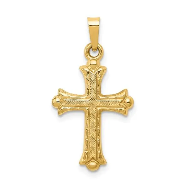 14 Karat Yellow Gold Hollow Fleur De Lis Cross Pendant Trinity Jewelers  Pittsburgh, PA