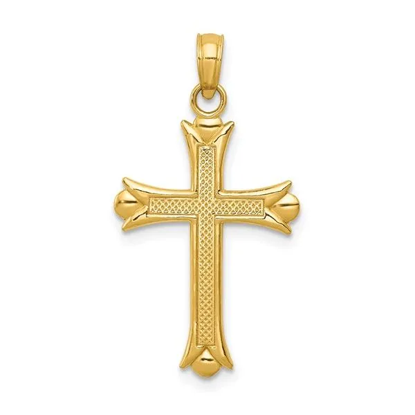 14 Karat Yellow Gold Fleur De Lis Cross Pendant Trinity Jewelers  Pittsburgh, PA