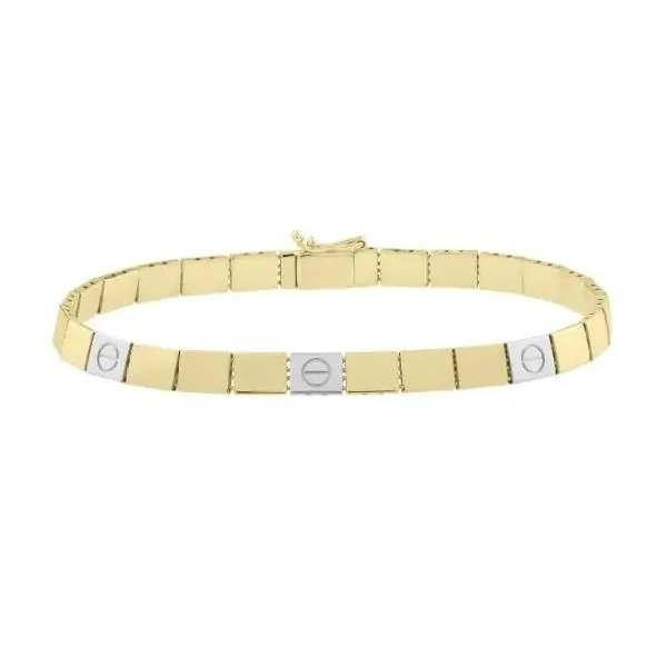 14 Karat Yellow & White Gold Rectangle Link Bracelet Trinity Jewelers  Pittsburgh, PA