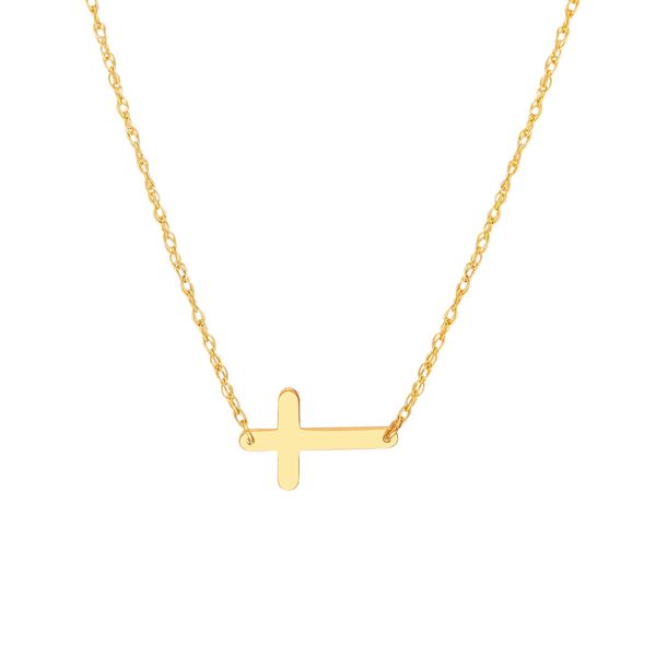 14 Karat Yellow Gold Cross Necklace Trinity Jewelers  Pittsburgh, PA