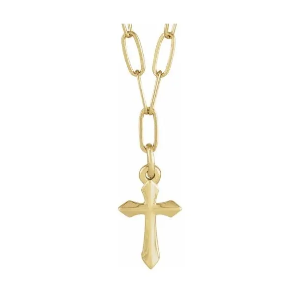 14 Karat Yellow Gold Cross Necklace Trinity Jewelers  Pittsburgh, PA