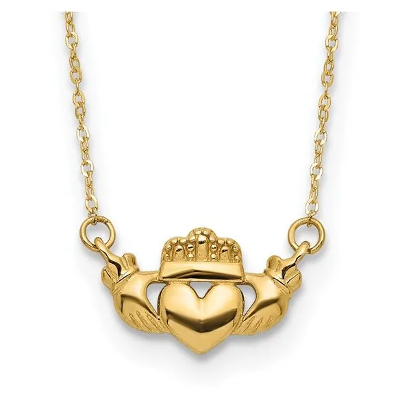 14 Karat Yellow Gold Claddagh Necklace Trinity Jewelers  Pittsburgh, PA