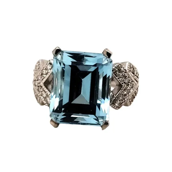 14 Karat White Gold Blue Topaz & Diamond Ring Trinity Jewelers  Pittsburgh, PA
