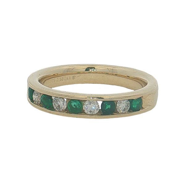 14 Karat Yellow Gold Emerald & Diamond Channel Set Ring Trinity Jewelers  Pittsburgh, PA