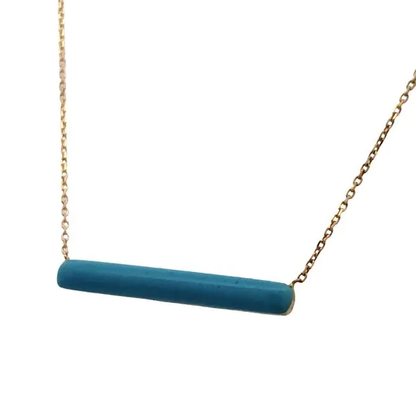 14 Karat Yellow Gold Turquoise Bar Necklace Trinity Jewelers  Pittsburgh, PA