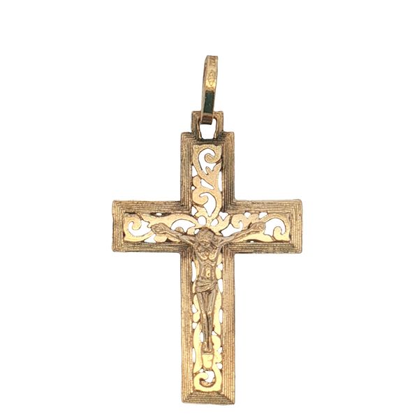 14 Karat Yellow Gold Filigree Crucifix Pendant Trinity Jewelers  Pittsburgh, PA