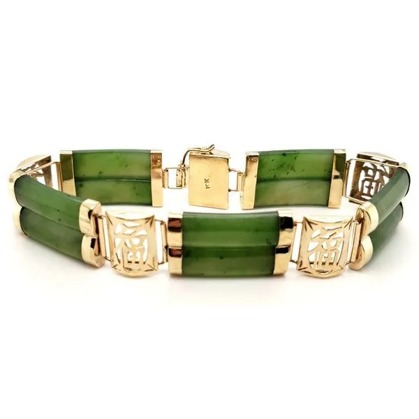 10 Karat Yellow Gold Nephrite Jade Bracelet Trinity Jewelers  Pittsburgh, PA