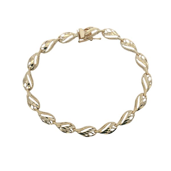 14 Karat Yellow Gold Diamond Cut OpenFiligree Link Bracelet Trinity Jewelers  Pittsburgh, PA