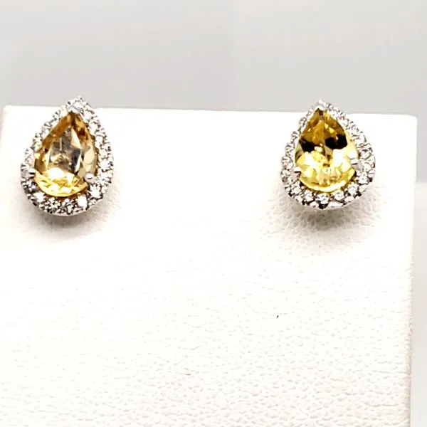 Estate 18 Karat White Gold Gemstone & Diamond Earrings Trinity Jewelers  Pittsburgh, PA