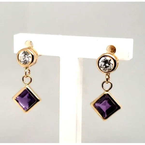 14 Karat Yellow Gold Amethyst & CZ Earrings Trinity Jewelers  Pittsburgh, PA