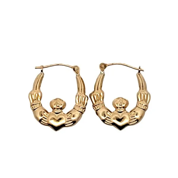 14 Karat Yellow Gold  Claddagh Hoop Earrings Trinity Jewelers  Pittsburgh, PA