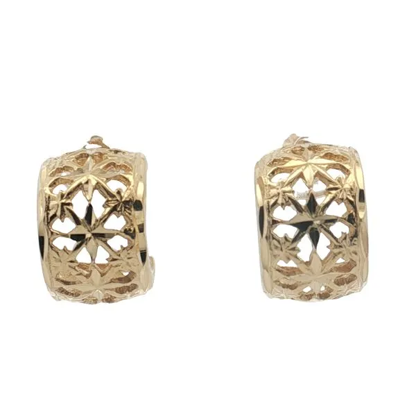 14 Karat Yellow Gold Floral Filigree Hoop Earrings Trinity Jewelers  Pittsburgh, PA