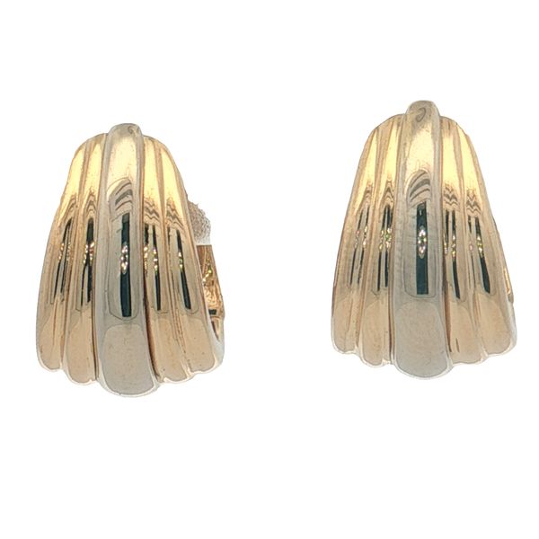14 Karat Two-Tone Ribbed Hoop Earrings Trinity Jewelers  Pittsburgh, PA