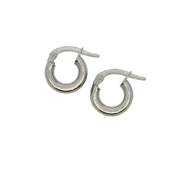 14 Karat White Gold Small Tube Earrings Trinity Jewelers  Pittsburgh, PA