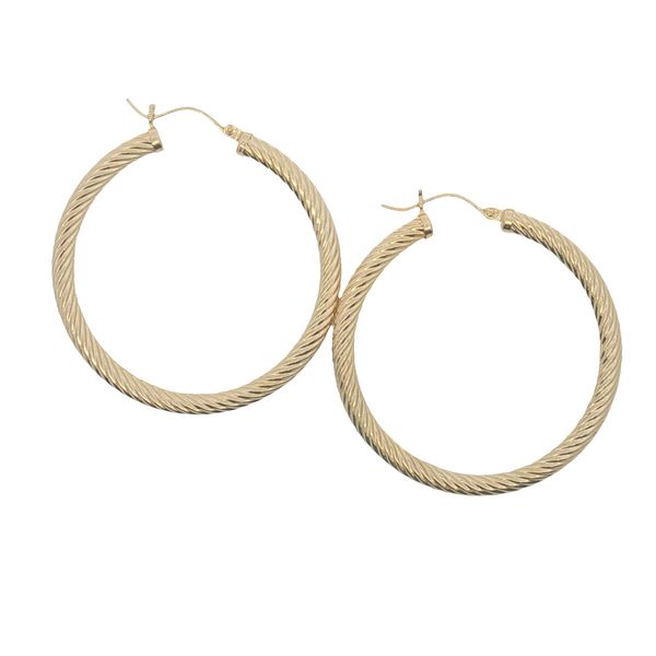 14 Karat Yellow Gold Rope Twist Large Hoop Earrings Trinity Jewelers  Pittsburgh, PA