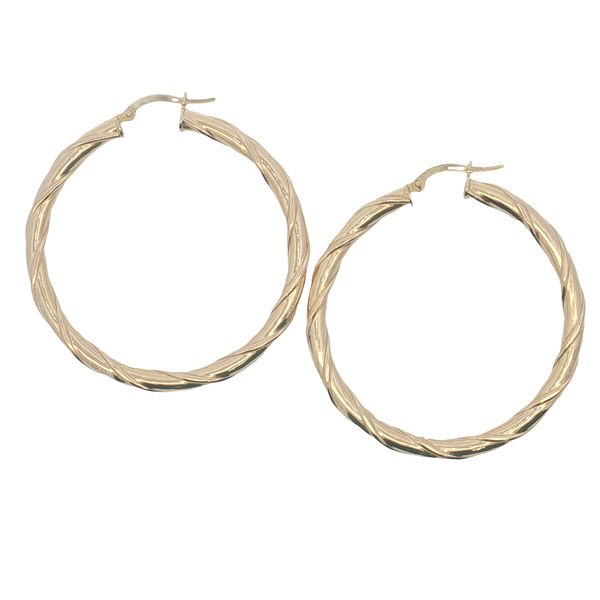 14 Karat Yellow Gold Twist Large Hoop Earrings Trinity Jewelers  Pittsburgh, PA
