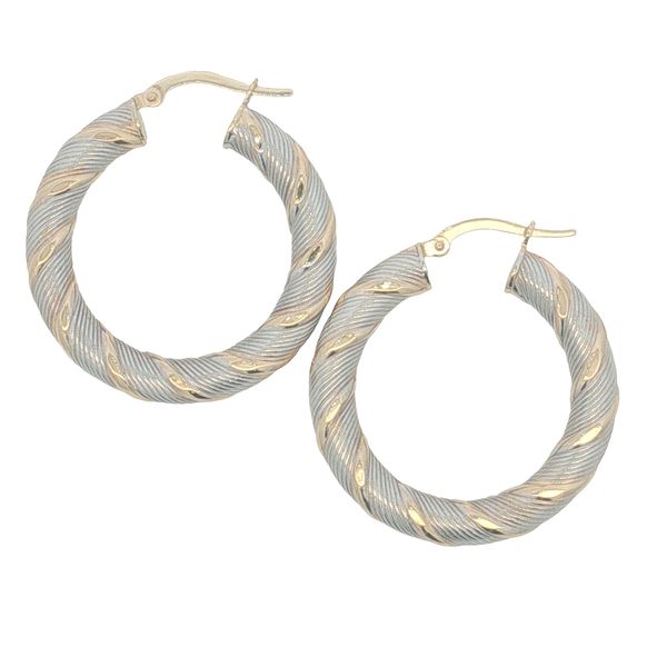 14 Karat Two-Tone Twist Wrap Large Hoop Earrings Trinity Jewelers  Pittsburgh, PA