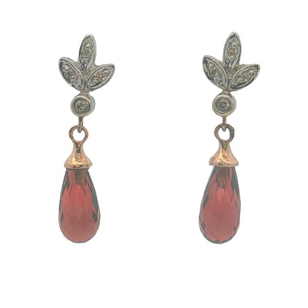 14 Karat White & Rose Diamond & Garnet Drop Earrings Trinity Jewelers  Pittsburgh, PA