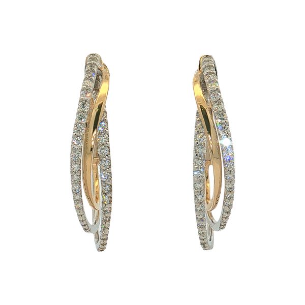 14 Karat Yellow & White Gold Diamond Criss-Cross Hoop Earrings Trinity Jewelers  Pittsburgh, PA