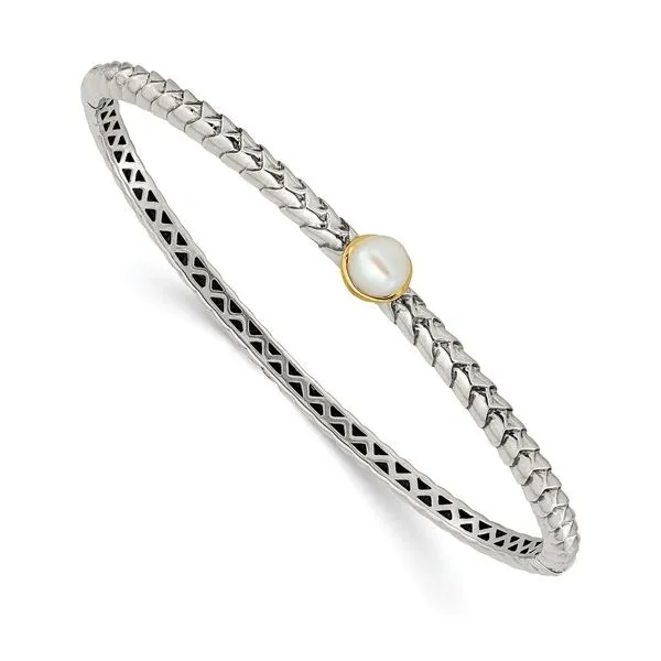 Sterling Silver & 14 Karat Yellow Gold Accent Freshwater Cultured Pearl Bracelet Trinity Jewelers  Pittsburgh, PA