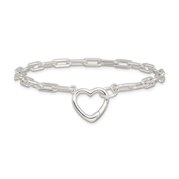 Sterling Silver Open Link Heart Clasp Bracelet Trinity Jewelers  Pittsburgh, PA