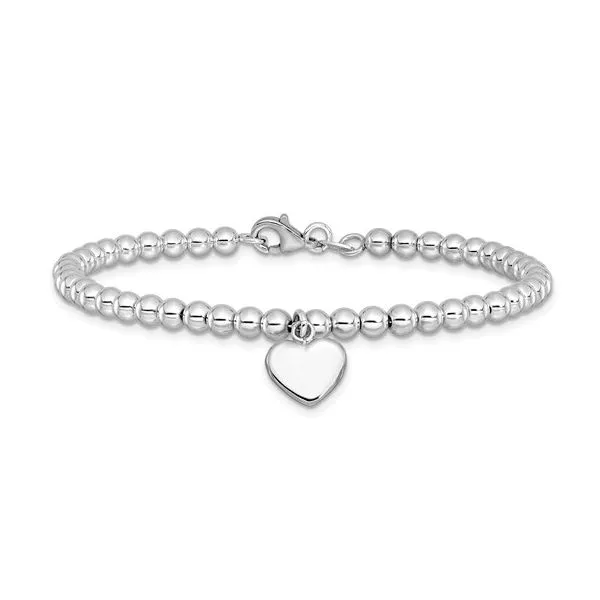 Sterling Silver 4mm Beaded Dangle Heart Bracelet Trinity Jewelers  Pittsburgh, PA