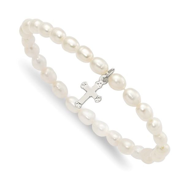 Children's Pearl Stretch Cross Bracelet Trinity Jewelers  Pittsburgh, PA