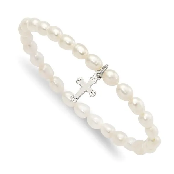 Children's Pearl Stretch Cross Bracelet Trinity Jewelers  Pittsburgh, PA