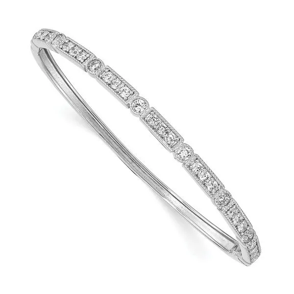 Sterling Silver Cubic Zirconia Hinged Bangle Bracelet Trinity Jewelers  Pittsburgh, PA