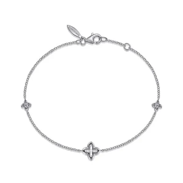 Sterling Silver White Sapphire Clover Station Bracelet Trinity Jewelers  Pittsburgh, PA