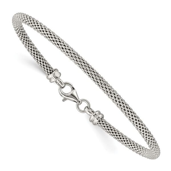 Sterling Silver Textured Bangle with Clasp Bracelet Trinity Jewelers  Pittsburgh, PA