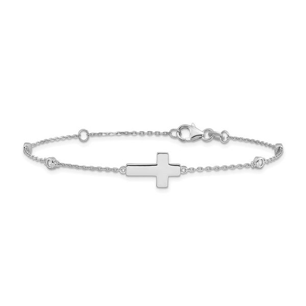 Sterling Silver Cz Sideways Cross Bracelet Trinity Jewelers  Pittsburgh, PA
