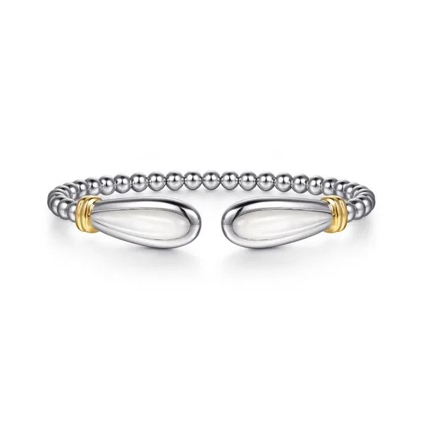 Sterling Silver & 14 Karat Yellow Gold Bujukan Bangle With White Mother Of Pearl Bracelet Trinity Jewelers  Pittsburgh, PA