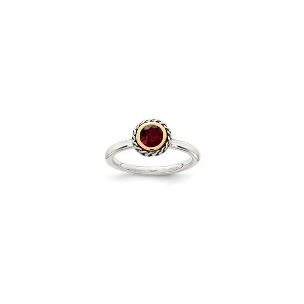 Sterling Silver & 14 Karat Yellow Gold Garnet Ring Trinity Jewelers  Pittsburgh, PA