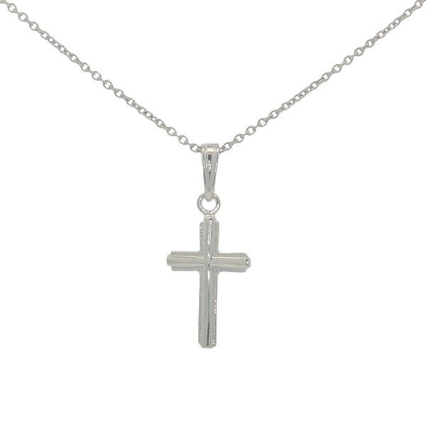 Sterling Silver Polished Striped Border Latin Cross Pendant Trinity Jewelers  Pittsburgh, PA