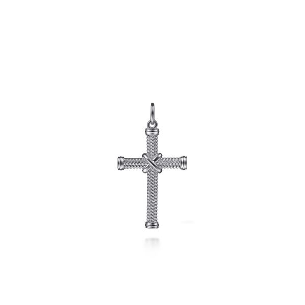 Men's Sterling Silver Twisted Rope Cross Pendant With X Center Trinity Jewelers  Pittsburgh, PA