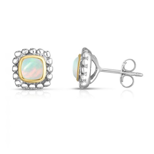 Sterling Silver & 18 Karat Yellow Gold Opal Earrings Trinity Jewelers  Pittsburgh, PA