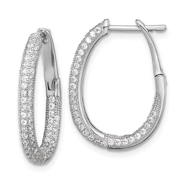 Sterling Silver Cz Inside/Out Hoop Earrings Trinity Jewelers  Pittsburgh, PA