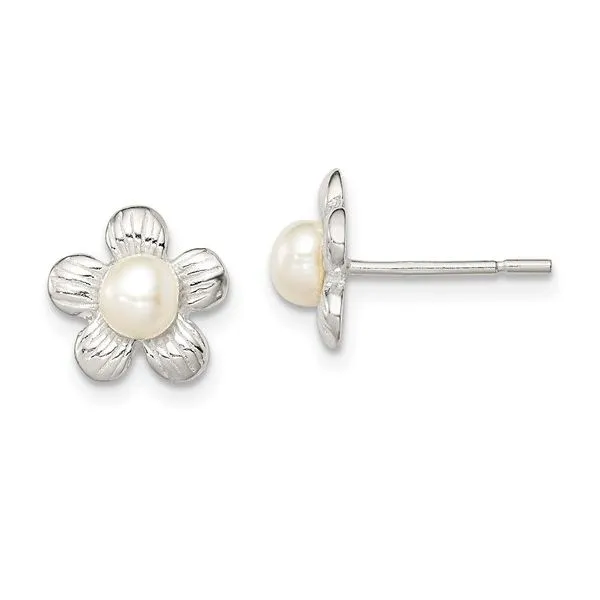 Sterling Silver Pearl Flower Earrings Trinity Jewelers  Pittsburgh, PA