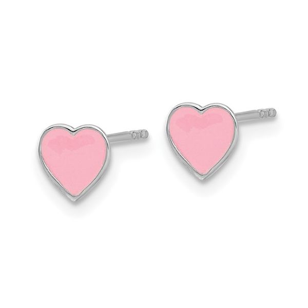 Sterling Silver Children's Pink Heart Earrings Trinity Jewelers  Pittsburgh, PA