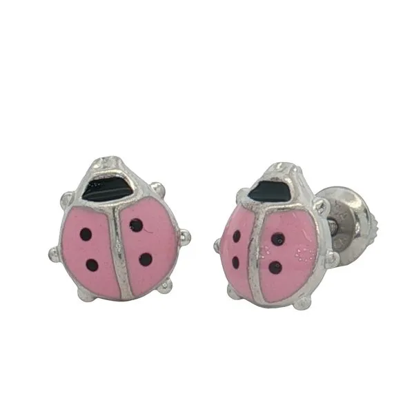 Children's Sterling Silver Pink Ladybug Earrings Trinity Jewelers  Pittsburgh, PA