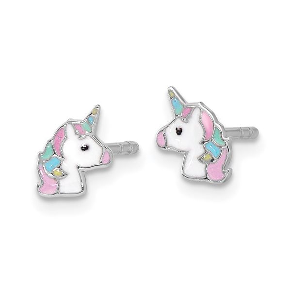 Children's Sterling Silver Enameled Unicorn Earrings Trinity Jewelers  Pittsburgh, PA