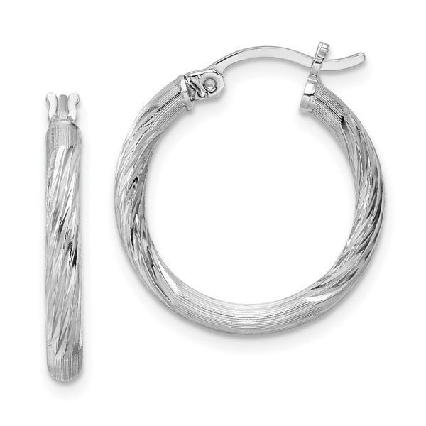 Sterling Silver Satin D/C Hoop Earrings Trinity Jewelers  Pittsburgh, PA