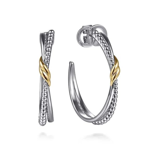 Sterling Silver & 14 Karat Yellow Gold J Bujukan Hoop Earrings Trinity Jewelers  Pittsburgh, PA