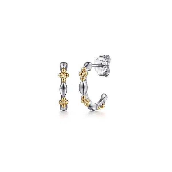 14 Karat Yellow Gold & Sterling Silver Hoop Earrings Trinity Jewelers  Pittsburgh, PA