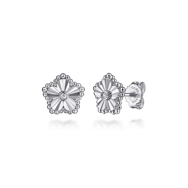 Sterling Silver Diamond Floral Stud Earrings Trinity Jewelers  Pittsburgh, PA