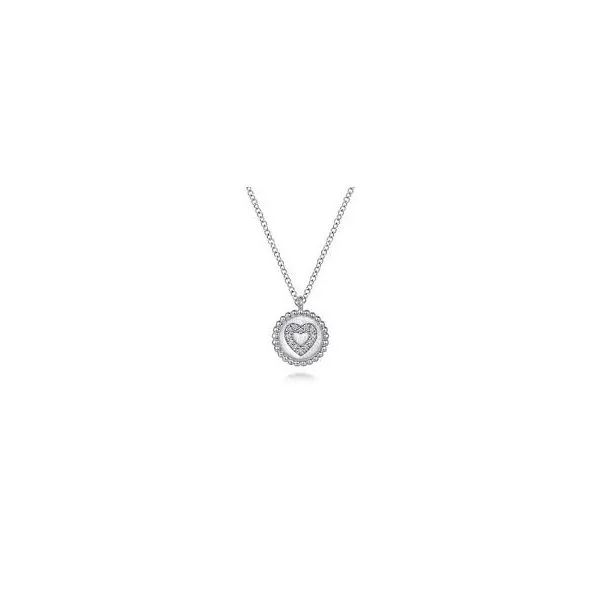 Sterling Silver Diamond Heart Disc Necklace Trinity Jewelers  Pittsburgh, PA