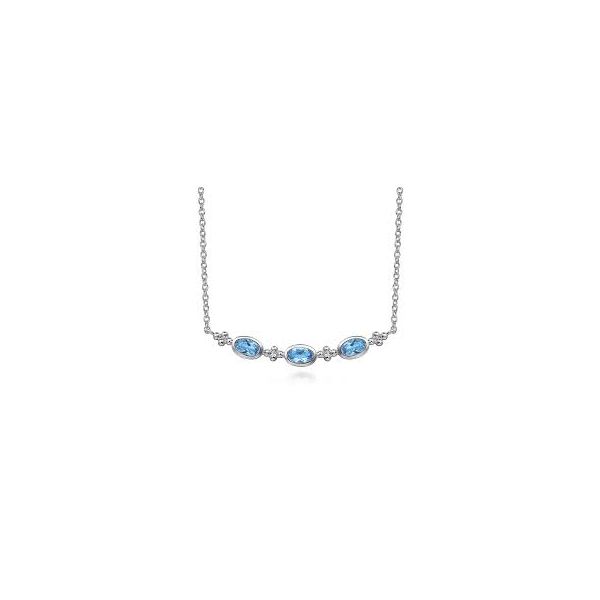 Sterling Silver Blue Topaz Bar Necklace Trinity Jewelers  Pittsburgh, PA