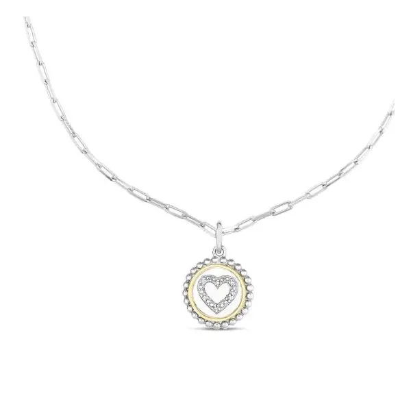 Sterling Silver & 18 Karat Yellow Gold Diamond Heart Pendant on Paperclip Chain Trinity Jewelers  Pittsburgh, PA
