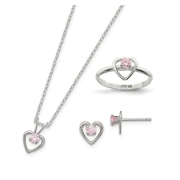 Sterling Silver Pink CZ Necklace, Ring & Earring Set Trinity Jewelers  Pittsburgh, PA